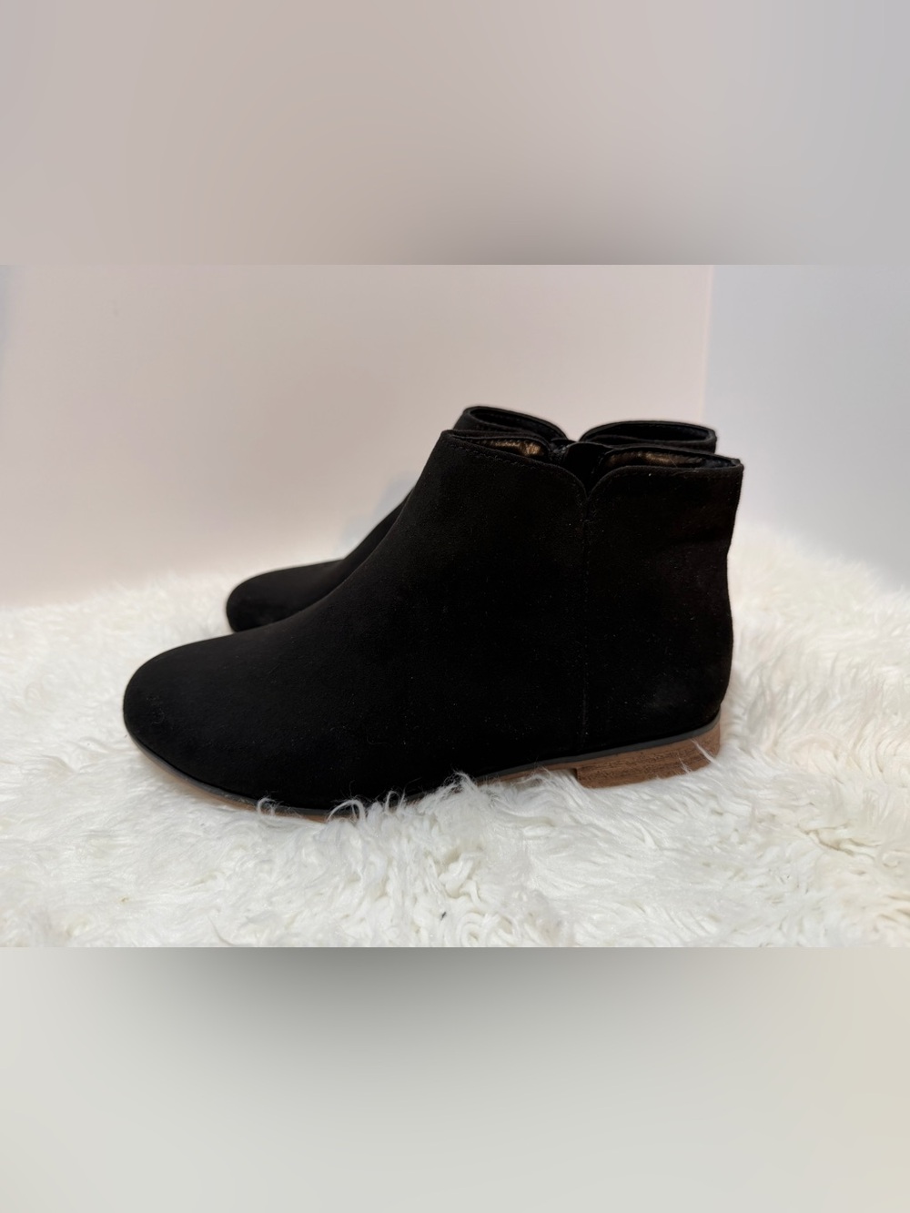 Girls Sz 4 Black Suede Art Class Ankle Boots - Classic Zip Bootie